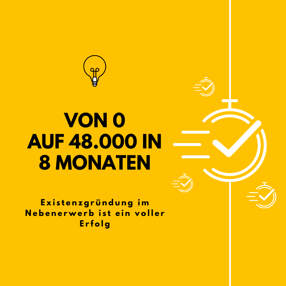 Case Studie: von 0 auf 48.000 € in 8 Monaten. Existenzgründer im Nebenerwerb startet durch