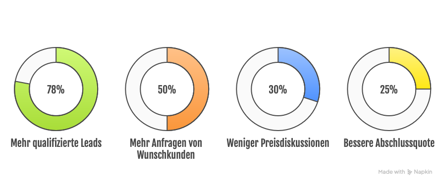 Grafik, die zeigt, wie sich durch das "Funnel-Bundle" 78 % mehr qualifizierte Leads gewonnen wurden. Grafik, die zeigt, wie sich durch das "Funnel-Bundle" 78 % mehr qualifizierte Leads gewonnen wurden.